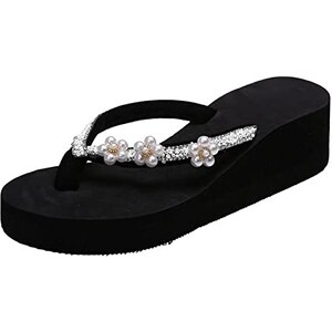Infradito Con Zeppa Donna – Sandali Estivi Moda Per Spiaggia E Piscina, PU, Tacco 5-8 Cm