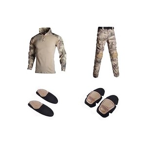 YUSHOW Tuta da softair, camicia militare da uomo, a maniche lunghe, 1/4, con cerniera, mimetica, cargo per caccia militare, CP., XL