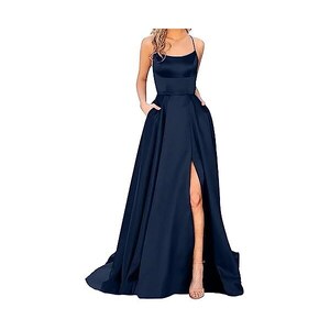 Ever-Pretty Vestito da Cerimonia Donna Elegante Lungo Senza Schienale Abito da Sera Maxi Cocktail Vita Alta Senza Maniche Sexy Arancione 36