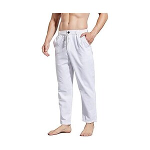 AITFINEISM Pantaloni Harem Unisex Aladdin - Bianco, XX-Large, In Cotone Con Vita Regolabile - 4