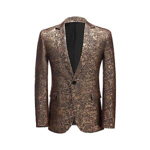 Tuta Uomo Con Blazer Glitter E Paillettes A Foglia – Giacca Per Festa, Ballo, Costume