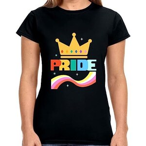 Maglietta Gay Pride Con Cuore Arcobaleno – LGBT Mese Orgoglio – Girocollo Donna Manica Corta
