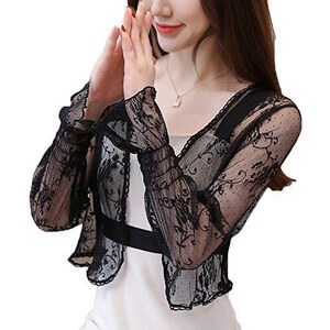 Satuun Cardigan Corto Scollo A V Con Bottoni - Maglia Leggera E Bolero Coprispalle, Nero, Taglia L