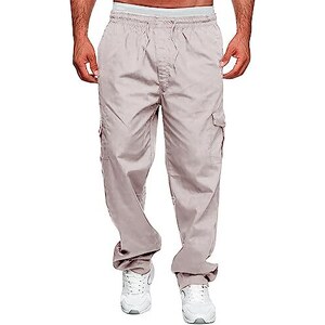 Pantaloni Capri Uomo Leggeri - 3/4 Con Lacci - Vita Elastica E Gamba Larga - Casual Per Spiaggia E Yoga