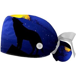 2 Cappelli Da Lavoro Per Donna Con Bottone E Coda Di Cavallo | Stampati Oceano Tartaruga | Copricapo Chirurgo, Infermiera, Cuoco | Leggeri