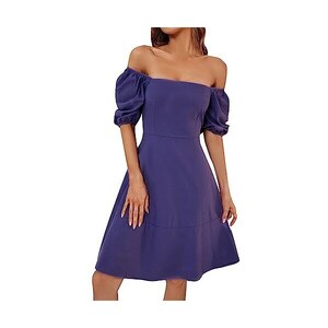 Missufe Abito Estivo In Rete Con Scollo Quadrato E Maniche A Sbuffo - Vestito Corto Elegante Per Donna, Perfetto Per Feste E Serate
