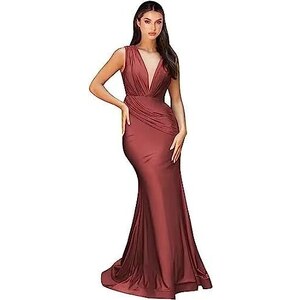 SAMHO Abito Da Damigella D'onore Da Donna In Chiffon, A Maniche Lunghe - Foto 4