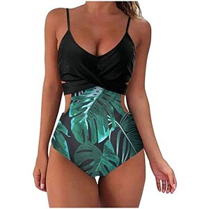 AI'MAGE Costume Intero Donna Con Gonna E Controllo Pancia - Monokini Con Scollo A V, Taglie S-3XL - 3