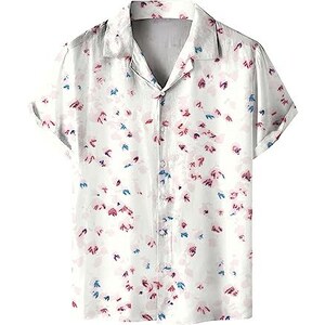Toysdeal Camicia A Fiori Uomo Camicia Lino Uomo Coreana Cotone Manica