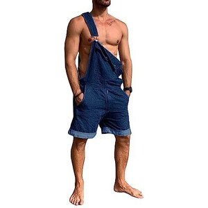 Salopette In Denim Uomo Slim Fit: Tuta Jeans Casual Stile Retr&ograve;, Lavaggio Chiaro, Autunno/primavera