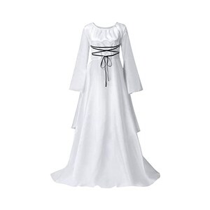 Costume rinascimentale da donna, medievale, per Halloween, carnevale, gotico, senza spalline, abito lungo da fattoria, irlandese, boho, abiti lunghi