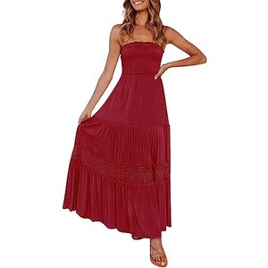 JUMISEE Abito Lungo da Donna Senza Schienale Drappeggiato Maxi Abito Elegante Senza Maniche con Cinturino di Spaghetti Abito da Sera Lungo Club Party Spiaggia, Beige, M