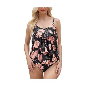 Tankini Due Pezzi Donna Bandeau Fluo &ndash; Costume Da Barca F2971 &ndash; Nuovo Con Etichette