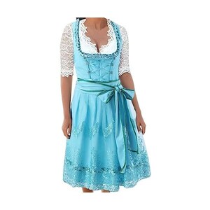 Fulidngzg Dirndl Komplettset – Retro Midi Trachtenkleid Mit Bluse, Große Größen Bis 3XL, Für Oktoberfest & Festlichkeiten