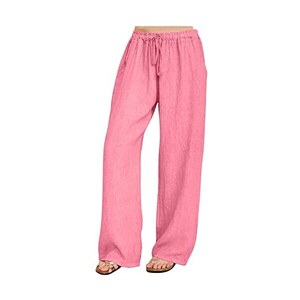 Yuson Girl Pantaloni Estivi In Lino E Cotone, 7/8 A Vita Alta Con Tasche, Leggeri E Traspiranti Per Donna