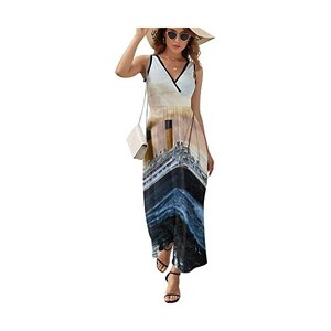 RSNIHGcIY Retrò Titanic Famoso Vecchio Storico Vestito Delle Donne Casual Senza Maniche Scollo A V Lungo Maxi Abito Allentato Prendisole Abito Da Spiaggia L 119895776