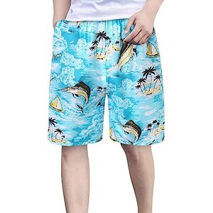Pantaloncini Uomo 3/4 In Cotone - Shorts Larghi Yoga Spiaggia Estate Con Coulisse