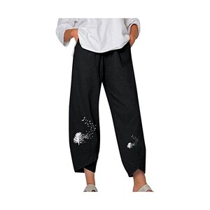 TARSE Pantaloni Capri Palazzo In Lino Donna - Vita Alta, Gamba Larga, Con Tasche - Stile Boho Estivo, Beige - 3