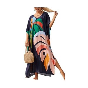 Tyidalin Maxi Lungo Kaftan Donna Estivo Abito Copricostumi Spiaggia Floreale Taglia Grande Vestito Mare Tunica Boho Colore 16 110725467