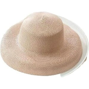 Cappello Marrone Donna Di Paglia Protezione Solare Panama Pamela Spiaggia Estate Sparto Berretto Da Sole Visiera Avvolgibile Con Fiocco Fiori Bianco Blu, Bianco, Taglia Unica