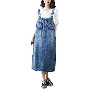 Tuta Denim Vintage Donna Con Giarrettiere | Stile Casual Con Tasche | Taglie EU 36-44 | Perfetta Per Primavera/Estate