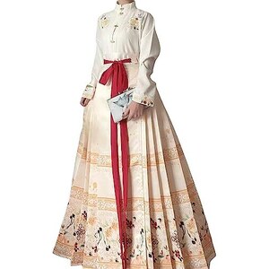 Gonna A Faccia Di Cavallo Hanfu - Gonna Lunga Trapezio Con Ricamo Fenice, Vita Alta, Stile Cinese Tradizionale