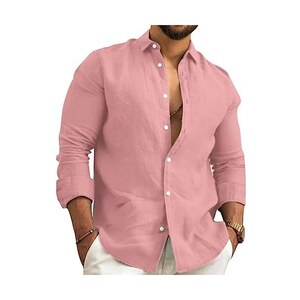 Camicia Di Lino E Cotone NIBESSER Uomo - Elegante, Estiva, Manica Lunga, Tinta Unita - Foto 3