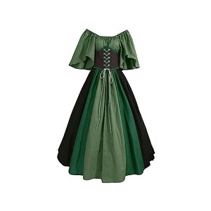 Abito Da Donna In Stile Medievale E Rinascimentale &ndash; Vintage Gotico Con Maniche A Farfalla E Coulisse, Poliestere
