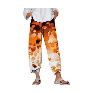 Pantaloni Donna Estivi In Cotone E Lino - Vita Alta, Elastico, Comodi E Larghi, Con Tasche, Taglie S-XXL - Foto 5