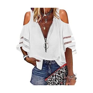 Camicetta Donna Con Strass, Maniche A Sbuffo, Scollo Barca, Top Elegante Per Cocktail