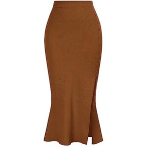 Gonna Lunga Da Donna A Vita Alta Con Coulisse Tinta Unita Gonna Reggicalze, Nero , M - Foto 6