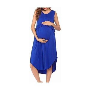 LDadgf Abiti premaman da donna abito lungo diviso per l allattamento al seno design Blu S