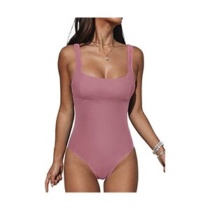 CUPSHE Costume Intero Donna A Prova Di Perdite, Spalline Larghe Regolabili, Scollo Quadrato, Morbido Con Coppe, Nero - 3