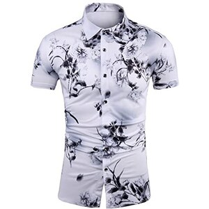 BIBOKAOKE Camicia a maniche corte da uomo, con stampa estiva sul giorno