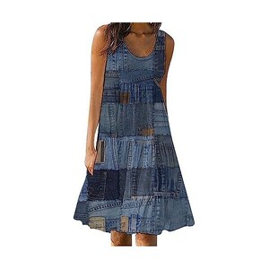 Abito Donna Estate 2025 Senza Maniche - Scollo Rotondo Con Bottoni Metallici - Foto 2