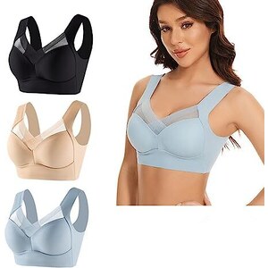 DELIMIRA Donna Reggiseno Non Imbottito Apertura Frontale Beige 4D