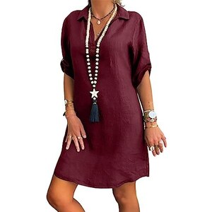 Abito da donna, casual, a maniche corte, estivo, elegante