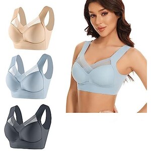Momcozy Reggiseno Seamless A Strisce Gelatine - Morbido E Senza Cuciture, Con Spalline Regolabili Ed Estensore, Comfort Per Tutto Il Giorno