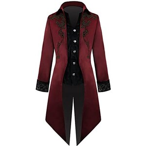 Gotica Vittoriana Cappotto da Uomo, Cappotto Gotico Steampunk Vintage Giacca Irregolare Vittoriano Cappotti Antivento Antivento Cappotto Festa Halloween Carnevale Cosplay Costume Tailcoat Jacket