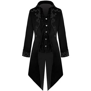 Duohropke Giacca vittoriana steampunk da uomo vintage gotico pirata slim fit frack vichingo rinascimentale carnevale halloween natale uniforme costume