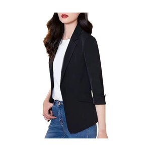 Blazer Donna Elegante Per Ufficio - Giaccha Casual In Tessuto Morbido, Con Fodera, Bottoni E Spalle Imbottite - Foto 5