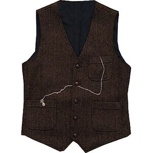 Gilet Uomo In Tweed Di Lana - Formale E Retrò Per Matrimoni, Affari E Occasioni Eleganti - Foto 3