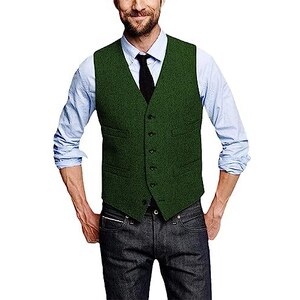 Gilet Da Uomo In Tweed Di Lana A Spina Di Pesce Gi Da Uomo Chaleco Hombre 2022 Gilet Da Uomo Monopetto Di Marca Business Casual Gilet Da Uomo