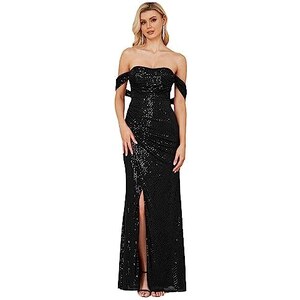Abito Rosa da Sera Elegante con Paillettes e Perline Lunghezza Piena Senza Maniche Spalle Scoperte Satin con Fiocco/i Pieghe del 2026 a €176.99