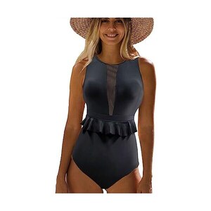 Costumi da Bagno Donna a Vita Alta Sexy Brasiliana Slip Donna Cotone Elegante Slim Bianche Pantaloncini da Bagno Gonna Arricciata Mare Fianco Alto Costume da Bagno Donna Spiaggia Pancia Piatta Cotone
