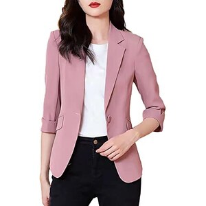 Blazer Donna Elegante Per Ufficio - Giaccha Casual In Tessuto Morbido, Con Fodera, Bottoni E Spalle Imbottite - Foto 8