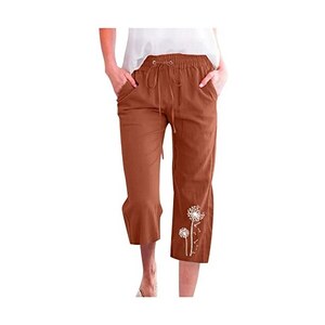 TARSE Pantaloni Capri A Palazzo In Lino Donna – Vita Alta, Gamba Larga, Tasche Laterali – Stile Boho Estivo