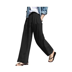 Pantaloni estivi da donna con elastico in vita con tasche, leggeri, comodi, dritti, Rd1., 4XL