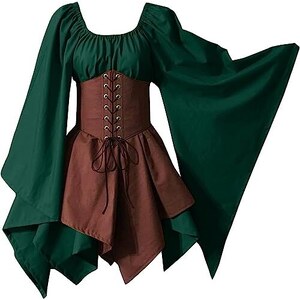 Eauptffy Abito Medievale Da Donna Abito Gotico Media Lunghezza Stile Retrò Da Principessa Sexy Elegante Da Sera Medievale Per Cosplay Per Feste Tessuto Pieghetta Vestiti 128415682