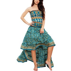 Maxi Abito Kimono Estivo Boho Blu &ndash; Taglia Unica, Stampa Floreale, Maniche A Kimono